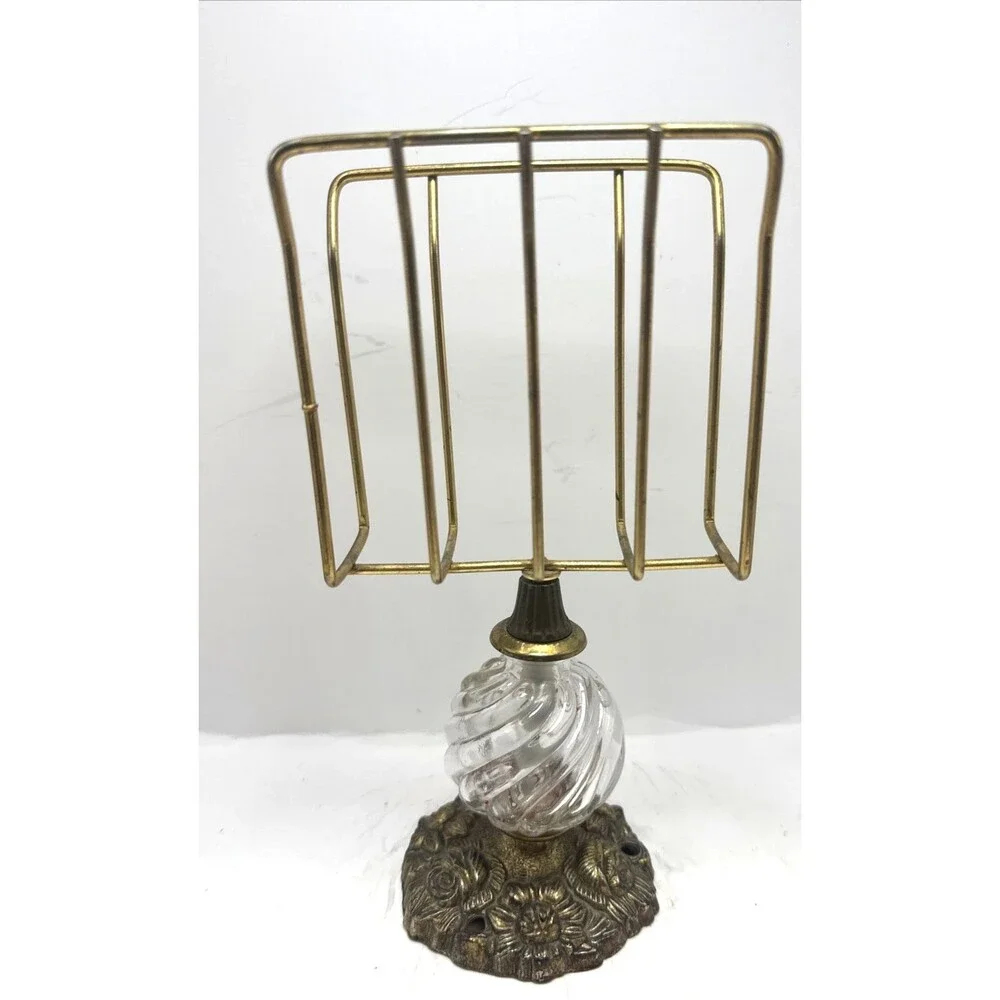 Antique napkin towel mail holder stand metal glass ornate Victorian unique